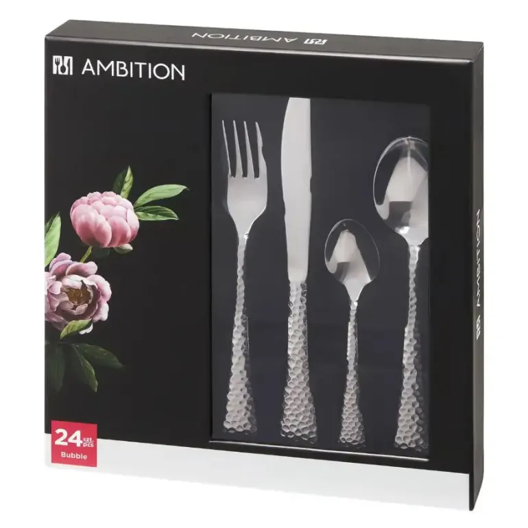 AMBITION BUBBLE Sztućce Komplet 72 el w pudełku / 18 osób / połysk