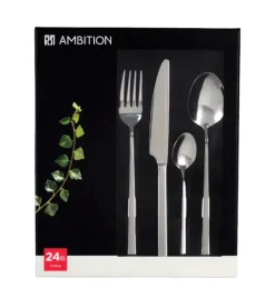 AMBITION COMO Komplet sztućców 72 el dla 12 osób w pudełku / srebrne