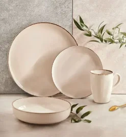 AMBITION CRAFT Serwis obiadowy 24 el dla 6 osób / beżowa porcelana