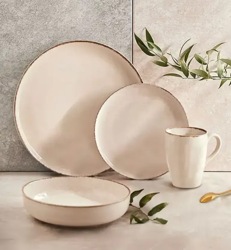 AMBITION CRAFT Serwis obiadowy 48 el dla 12 osób / beżowa porcelana