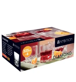 AMBITION DIAMOND Komplet 6 szklanek niskich 325 ml / szkło