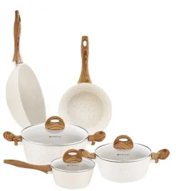 AMBITION NATURE Komplet garnków z pokrywkami 6 el + Patelnia Nature 20 cm + Wok 26 cm / indukcja