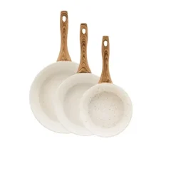AMBITION NATURE Komplet patelni z powłoką nieprzywierającą Ø20+24+28 cm +pokrywki uniwersalne+ patelnia głęboka 28 cm / indukcja