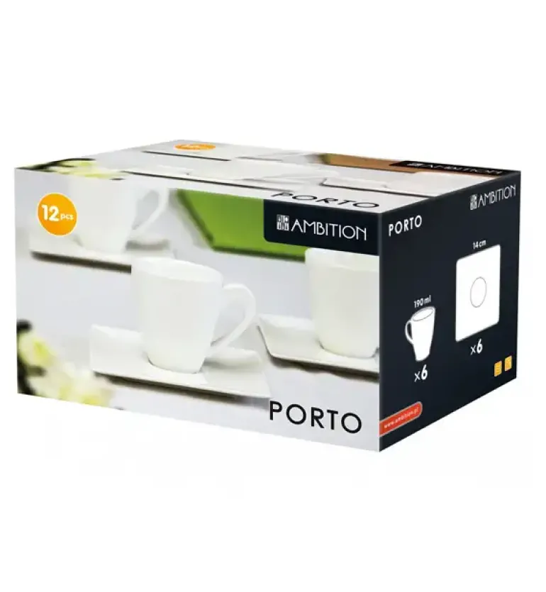 AMBITION PORTO Serwis kawowy 24 elementy dla 12 osób / Porcelana