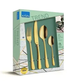 AMEFA AUSTIN VINTAGE Sztućce UE 72 el pudełko / 18 os RETRO STYL / złote / wieczysta gwarancja