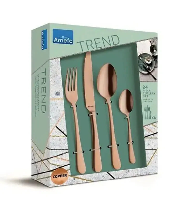 AMEFA AUSTIN VINTAGE Sztućce UE Komplet 24 el dla 6 os RETRO STYL / pudełko / miedziane / wieczysta gwarancja