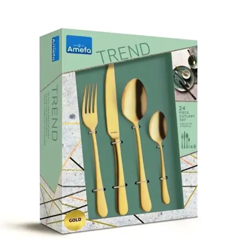 AMEFA AUSTIN VINTAGE Sztućce UE Komplet 24 el dla 6 os RETRO STYL / pudełko / złote / wieczysta gwarancja
