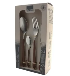 AMEFA ECLAT NATURE Sztućce UE 96 elementów dla 24 osób w pudełku / efekt ciemnego drewna