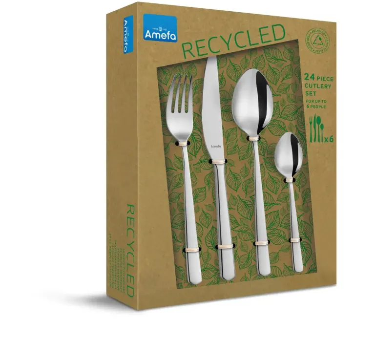 AMEFA PHOENIX Komplet sztućców z recyklingu 48 el dla 12 os w pudełku / połysk / stal nierdzewna 18/0