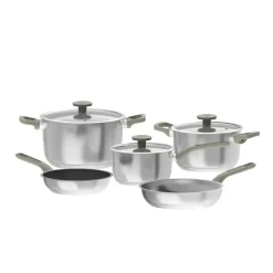 BERGHOFF BOLT Zestaw garnków 8-el.: Rondel z pokrywką 18 cm, Garnki z pokrywką 20, 24 cm, Patelnia 20, Patelnia 24 cm
