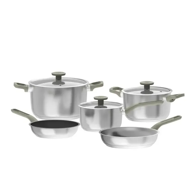 BERGHOFF BOLT Zestaw garnków 8-el.: Rondel z pokrywką 18 cm, Garnki z pokrywką 20, 24 cm, Patelnia 20, Patelnia 24 cm