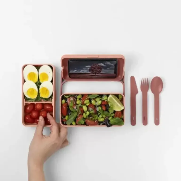 BLIM PLUS Lunchbox ze sztućcami duży różowy / innowacyjny / wygodny
