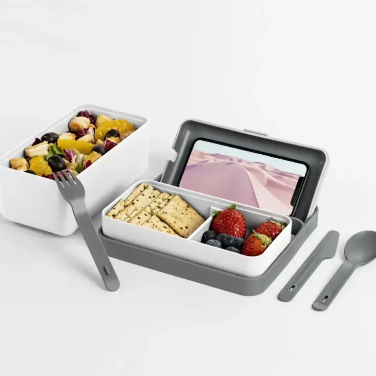 BLIM PLUS Lunchbox ze sztućcami mały biały / innowacyjny / wygodny