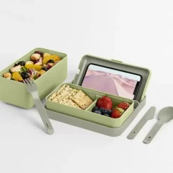 BLIM PLUS Lunchbox ze sztućcami mały zielony / innowacyjny / wygodny