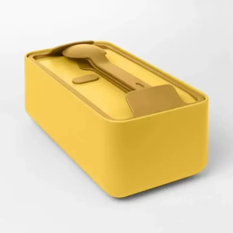 BLIM PLUS Lunchbox ze sztućcami duży żółty / innowacyjny / wygodny