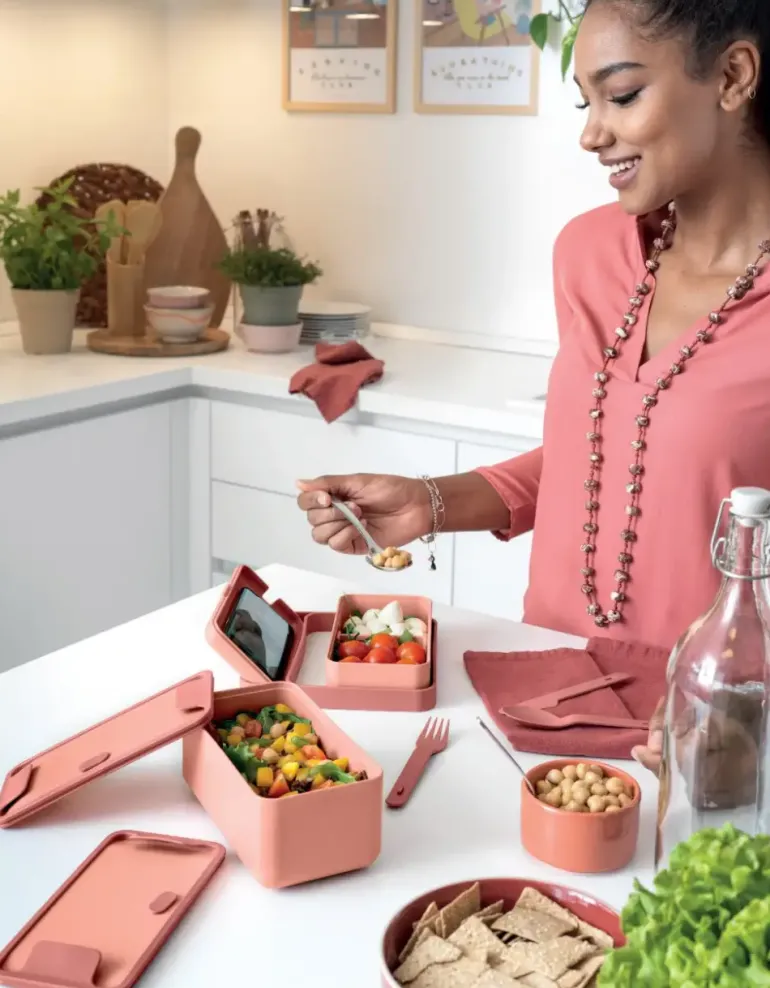 BLIM PLUS Lunchbox ze sztućcami duży biały / innowacyjny / wygodny
