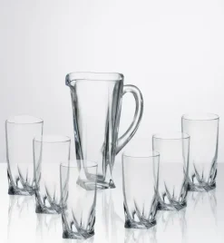 BOHEMIA QUADRO Komplet Dzbanek + szklanki do drinków, napojów / 7 el / szkło kryształowe CR8A500