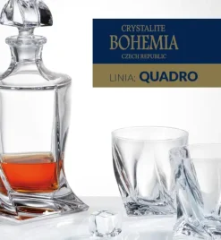 BOHEMIA QUADRO Komplet 6 szklanek do whisky 340 ml / Szkło kryształowe / CR60A500