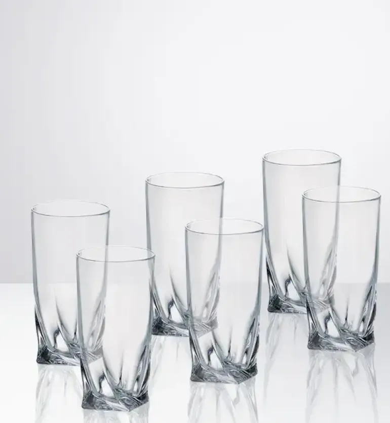 BOHEMIA QUADRO Komplet 18 szklanek do wody 350 ml / szkło krystaliczne / CR62A500