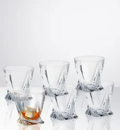 BOHEMIA QUADRO Komplet 12 szklanek do whisky 340 ml / Szkło kryształowe / CR60A500