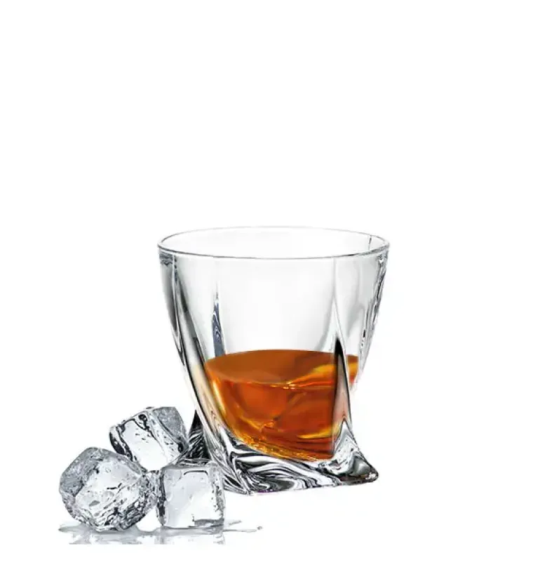 BOHEMIA QUADRO Komplet 12 szklanek do whisky 340 ml / Szkło kryształowe / CR60A500
