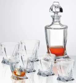 BOHEMIA QUADRO Zestaw do whisky Karafka + szklanki / 13 el / szkło kryształowe