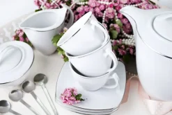 CHODZIEŻ AKCENT 9718 PLATYNOWA LINIA Zestaw kawowy 39 el / 12 osób / porcelana