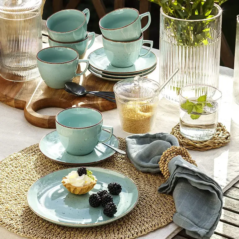 CHODZIEŻ CITY CT05 ŻYWIOŁY Serwis obiadowo-kawowy 30 el / 6 osób / SPOKÓJ OCEANU / porcelana