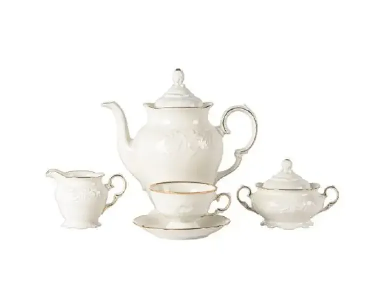 CHODZIEŻ FRYDERYKA ZŁOTA LINIA C236 Serwis kawowy 39 el / 12 osób / porcelana ecru