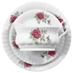 CHODZIEŻ IWONA B826 BORDOWA RÓŻA Zestaw obiadowy 44 el / 12 osób / porcelana