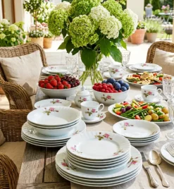 CHODZIEŻ IWONA B026 Serwis obiadowy 18 el 6 osób / porcelana / Chodzieska róża