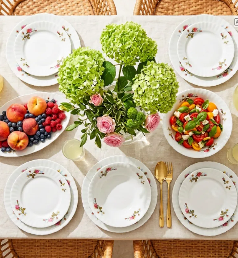 CHODZIEŻ IWONA B026 Serwis obiadowy 18 el 6 osób / porcelana / Chodzieska róża
