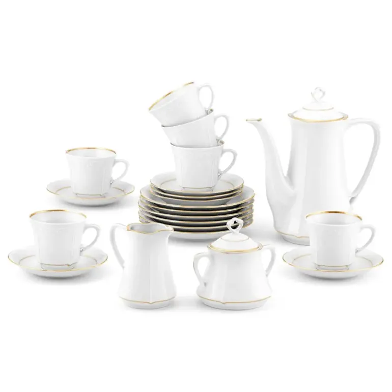 CHODZIEŻ KAMELIA B014 ZŁOTA LINIA Zestaw kawowy 39 el / 12 osób / porcelana