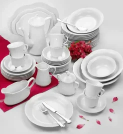 CHODZIEŻ KAMELIA C000 BIAŁA Serwis obiadowo-kawowy 83 el / 12 osób / porcelana
