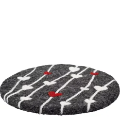 CILIO | LANA CUORE | podkładka pod gorące naczynia, śred. 21 cm, owcza wełna, szaro-biała