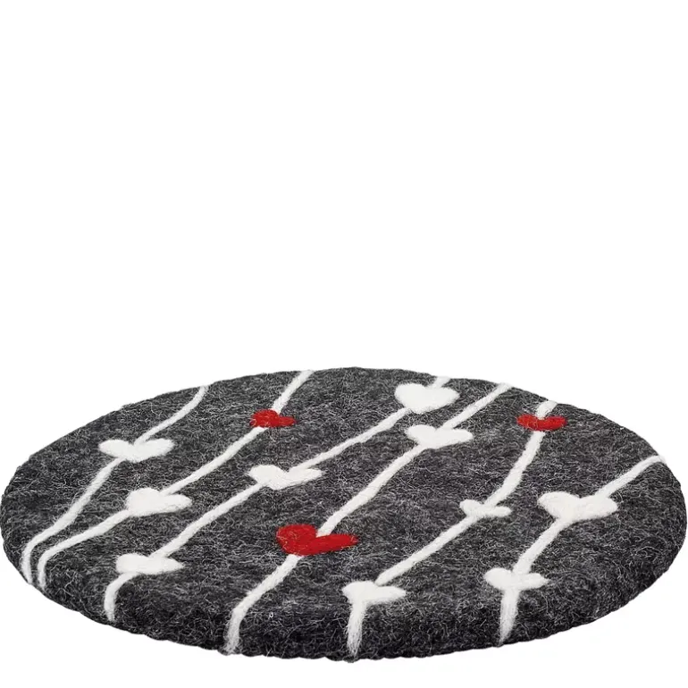 CILIO | LANA CUORE | podkładka pod gorące naczynia, śred. 21 cm, owcza wełna, szaro-biała