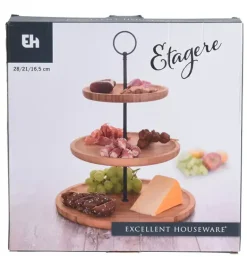 EXCELLENT HOUSEWARE Patera 3 poziomowa / drewno bambusowe