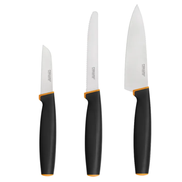 FISKARS CONTROL+ Zestaw 3 noży FAVOURITE SET w pudełku + Ostrzałka 3w1 uniwersalna / japońska stal nierdzewna