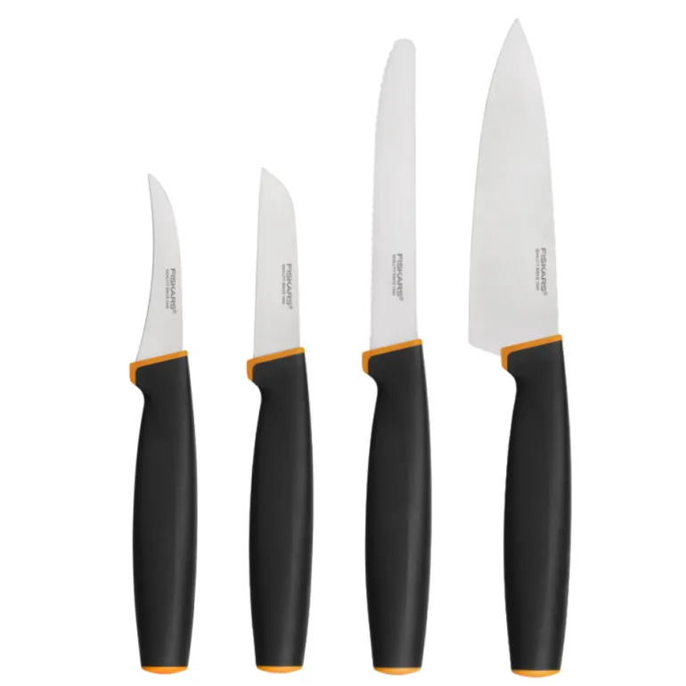 FISKARS CONTROL+ Zestaw 4 noży kuchennych FAVOURITE SET + Ostrzałka 3w1 uniwersalna / japońska stal nierdzewna