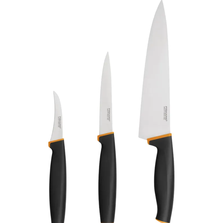 FISKARS CONTROL+ Zestaw 3 noży kuchennych COOK'S SET + Ostrzałka ceramiczna Essential Roll-Sharp / japońska stal nierdzewna