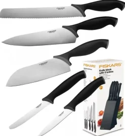 FISKARS CONTROL 1073023 Zestaw 5 noży kuchennych w czarnym bloku