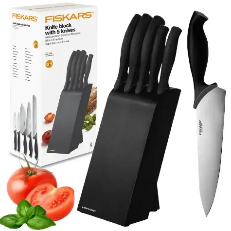 FISKARS CONTROL 1073023 Zestaw 5 noży kuchennych w czarnym bloku
