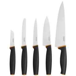 FISKARS CONTROL+ Zestaw 5 noży w pudełku + Ostrzałka ceramiczna Essential Roll-Sharp / japońska stal nierdzewna