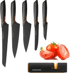FISKARS EDGE FSEL7 Komplet 5 noży kuchennych + ostrzałka Fiskars Edge / japońska stal nierdzewna