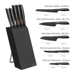 FISKARS EDGE 1003099+1003098 Zestaw 5 noży kuchennych w bloku czarnym / stal 420J2 / czarne ostrza + OSTRZAŁKA Edge