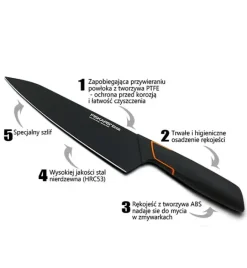 FISKARS EDGE 1003099 Zestaw 5 noży kuchennych w bloku / japońska stal nierdzewna