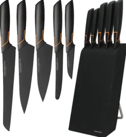 FISKARS EDGE 1003099 Zestaw 5 noży kuchennych w bloku / japońska stal nierdzewna