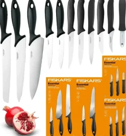 FISKARS ESSENTIAL Komplet 11 noży (kuchenne +Szefa+do obierania+do warzyw) w pudełku/ stal nierdzewna