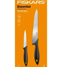FISKARS ESSENTIAL Komplet 8 noży (kuchenne + Szefa + do obierania) w pudełku + Ostrzałka ESSENTIAL