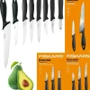 FISKARS ESSENTIAL Komplet 8 noży (kuchenne +do warzyw +do obierania) w pudełku | stal nierdzewna HRC 53